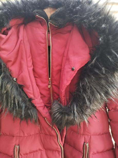 Bordový zimný kabát, xl