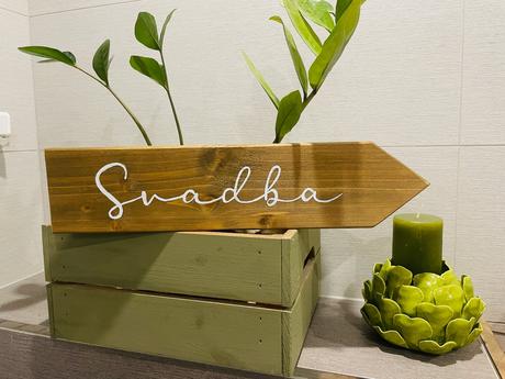 Drevená šípka svadba / alebo iný nápis,