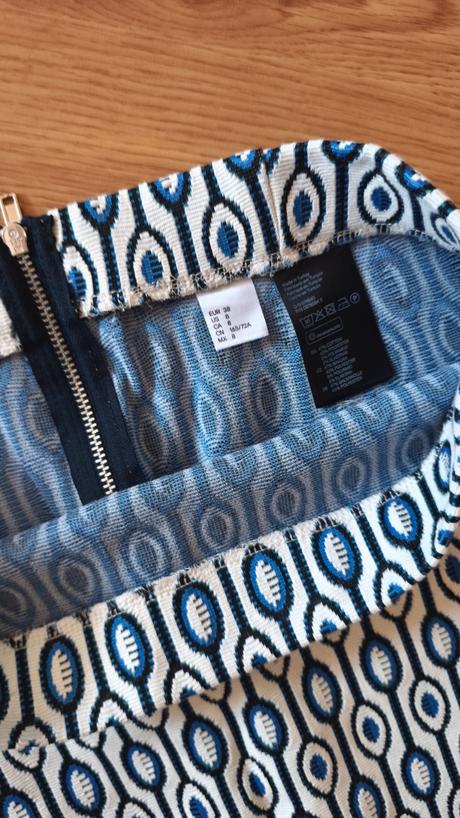 Modrá / biela sukňa 38, h&m,m
