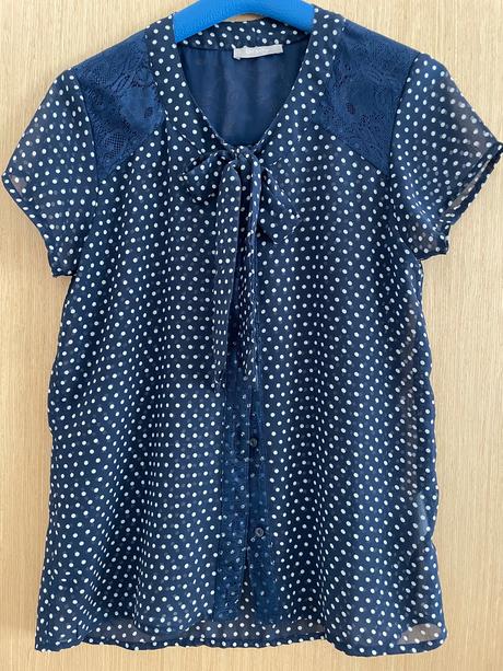 Bodkovaná blúzka s mašľou, orsay,s