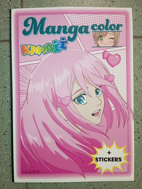 Manga kawaii color omaľovánka s nálepkami, 
