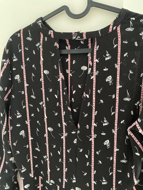 Čierne kvetinové šaty s ružovým vzorom, h&m,m