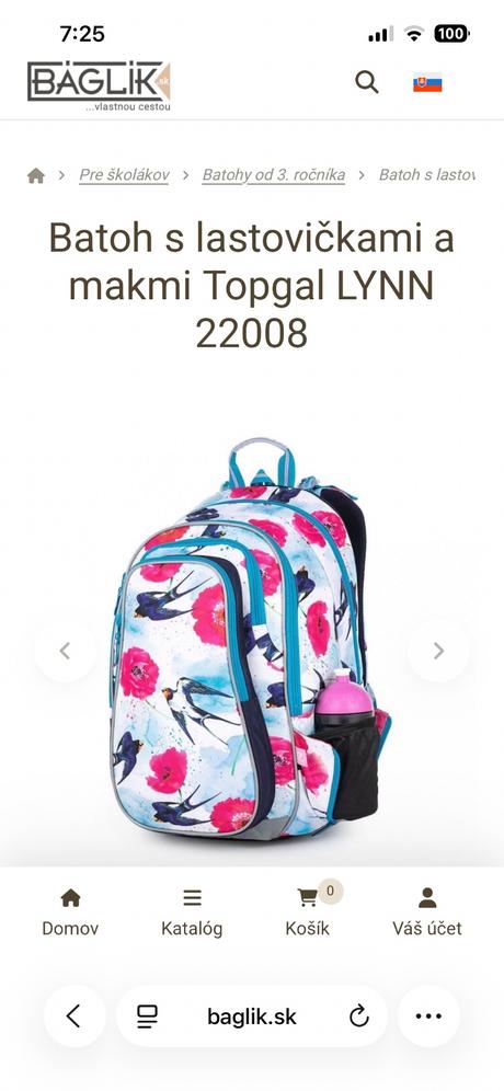 Školský batoh s lastovičkami a makmi topgal lynn 2,
