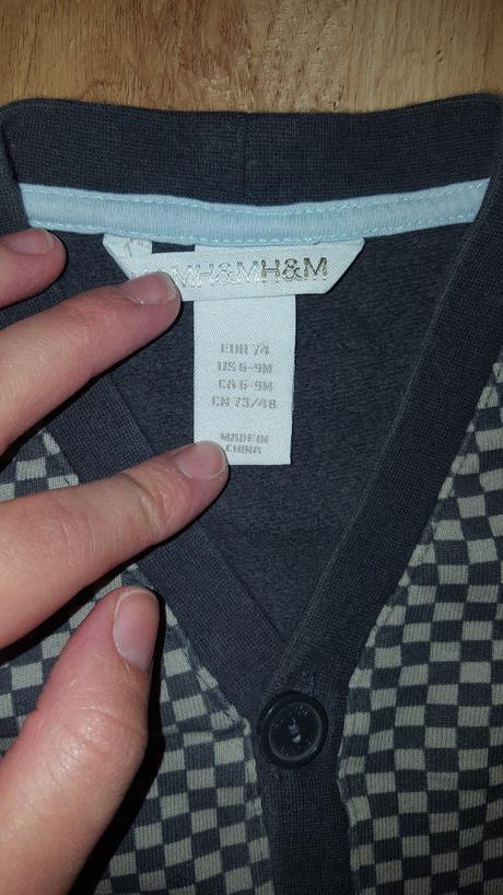 Sivá kockovaná mikinka č.74, h&m,74