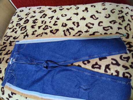 Trendy bershka modre rifle s pasikmi a vysoky pas, bershka,40