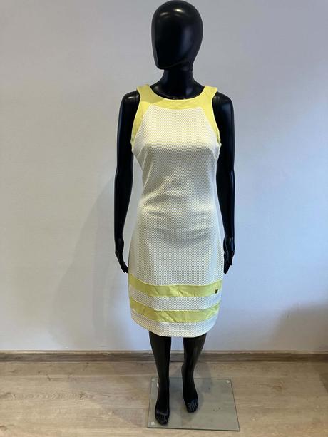 Dámske elegantné šaty žlto biele rouge (m), m