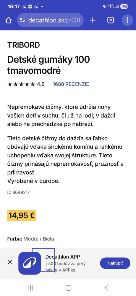 Gumáky, decathlon,31