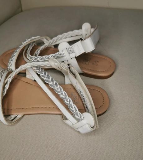 Bielo-strieborné detské sandálky, f&f,34