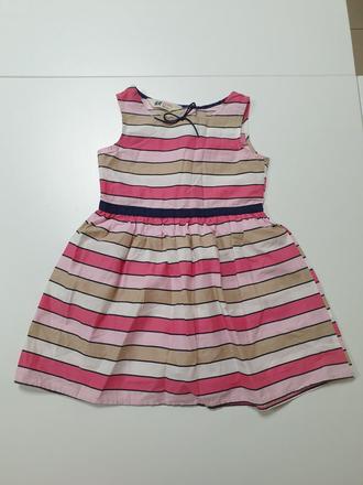 Krásne páskované šatôčky, h&m,110
