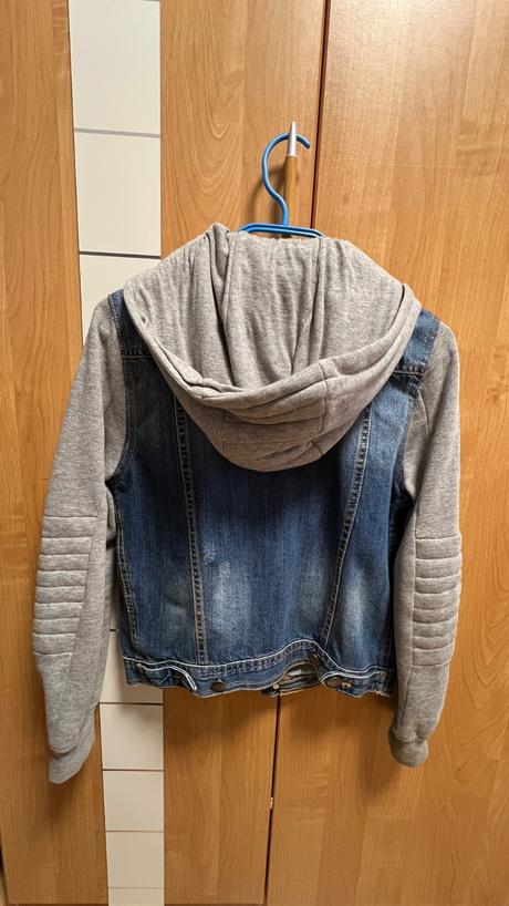 Riflová bunda s kapucňou, zara,152