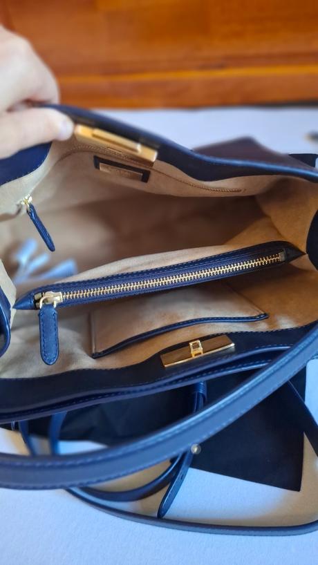 Modrá kožená kabelka ralph lauren, ralph lauren