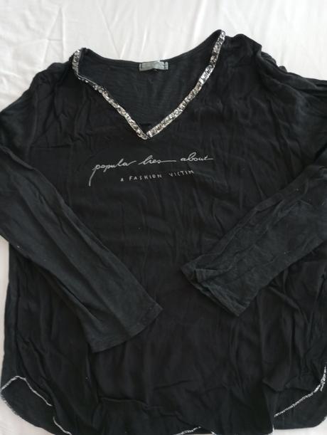 Čierne tričko s glitkamy, l