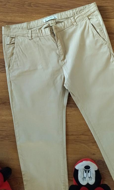 Krémové nohavice pull&bear, pull&bear,l
