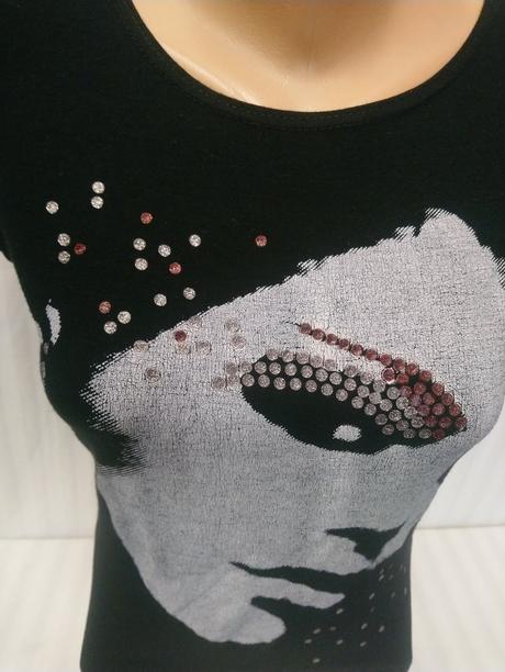 Čierny elastický top s motívom, influence, s/m, m