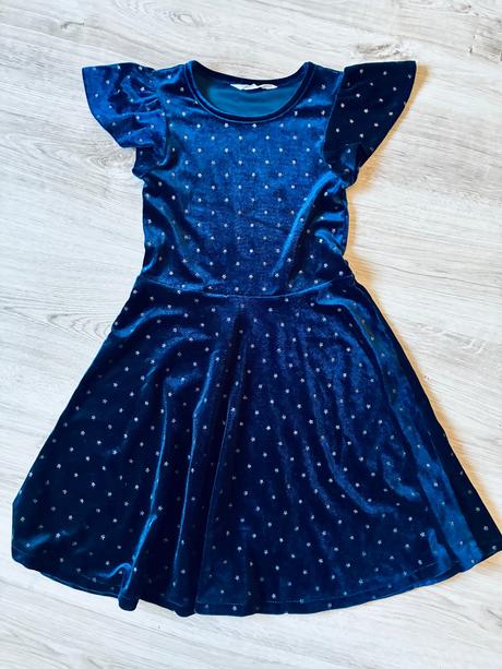 Krásne šaty so striebornými hviezdičkami, h&m,122