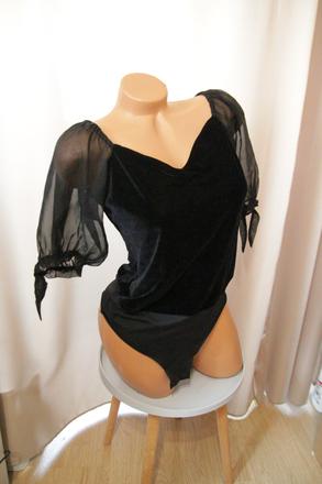 Čierny zamatový body top m/l, m