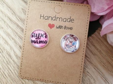 Náušnice napichovačky super mama dvojičky, 