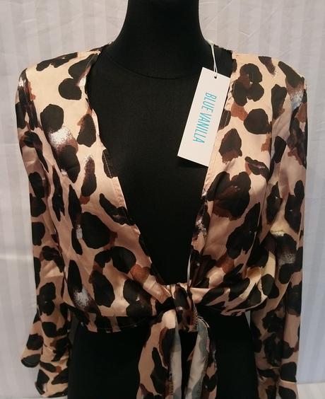 Dámske bolerko s hnedým vzorom, blue vanilla, m