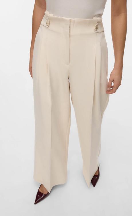 Plisované krémové široké nohavice, vero moda,36