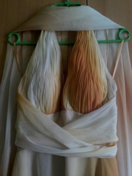 Žlté ombre šaty pod kolená, 40