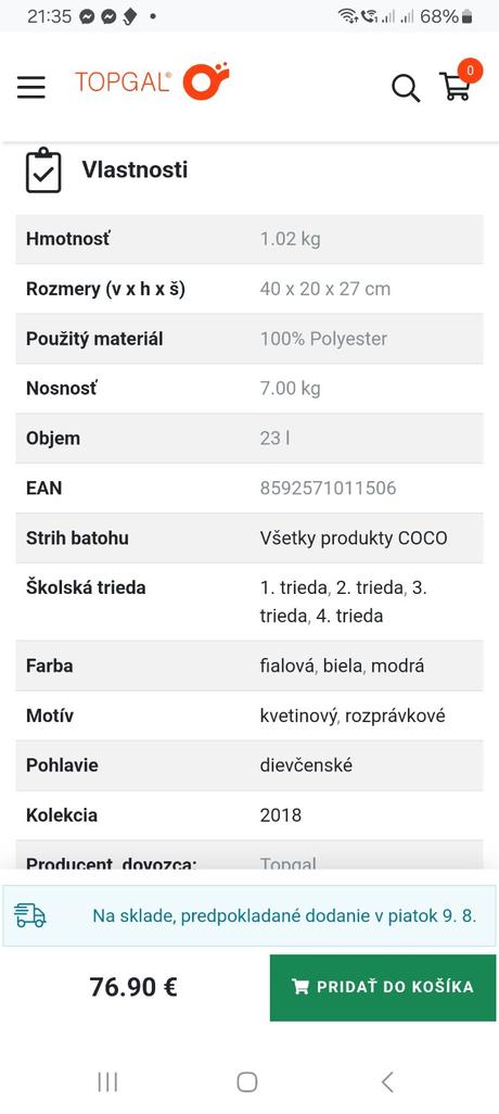 Školské tašky topgal,