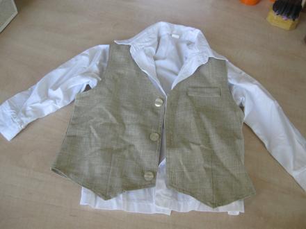 Chlapčenská biela košeľa + vesta, 98/104, 98