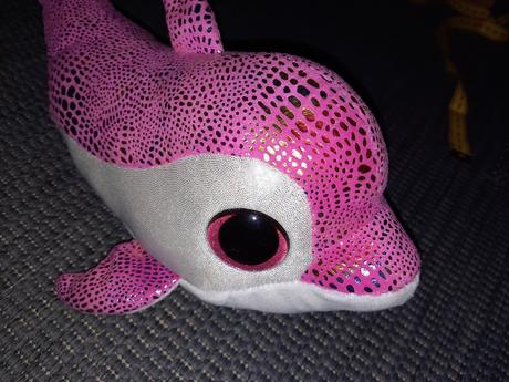 Lesklý ružový plyšový delfín ty plyšák,