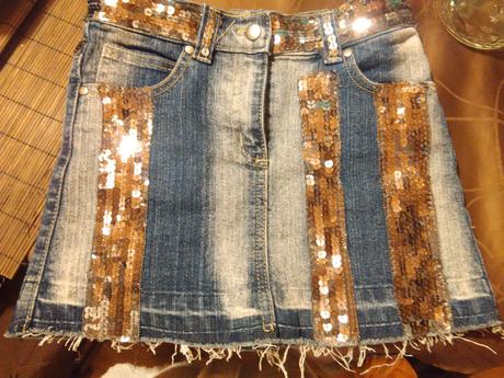 Riflová sukňa s glitríkmi, cq,122