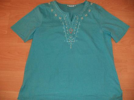 Letna tyrkysova bluzka s kratkym rukavom, xxl