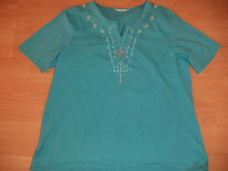 Letna tyrkysova bluzka s kratkym rukavom, xxl