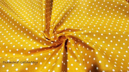 Bavlnená látka - biele bodky 4 mm na žltom - cen, 