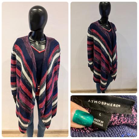 Dámsky pásikavý asymetrický kardigán (l), atmosphere,l
