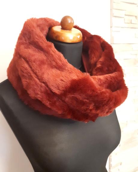 Šál, štóla z umelej kožušiny, bordová, gate