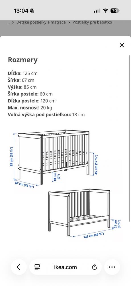 Ikea sundvik postieľka s matracom, šírka (cm): 60,dĺžka (cm): 120