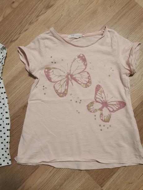 Ružové tricko s motýľmi, h&m,134