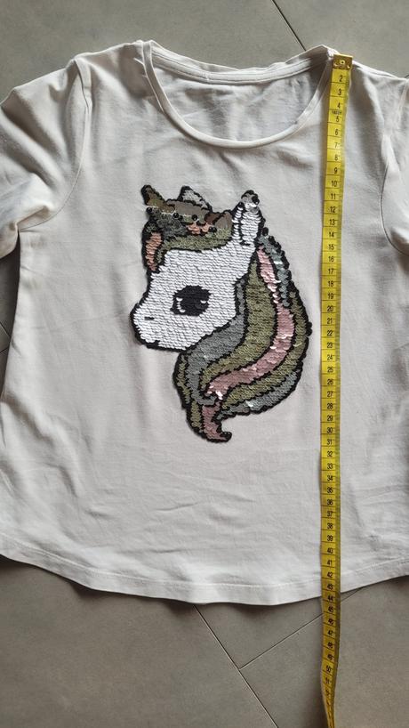 Tričko s jednorožcom s premieňacimi flitrami, h&m,128