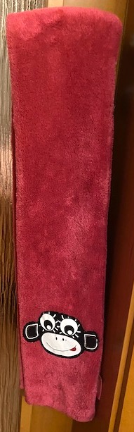 Ružový dievčenský šál pinkie s opičkou, 121x15 cm, pinkie