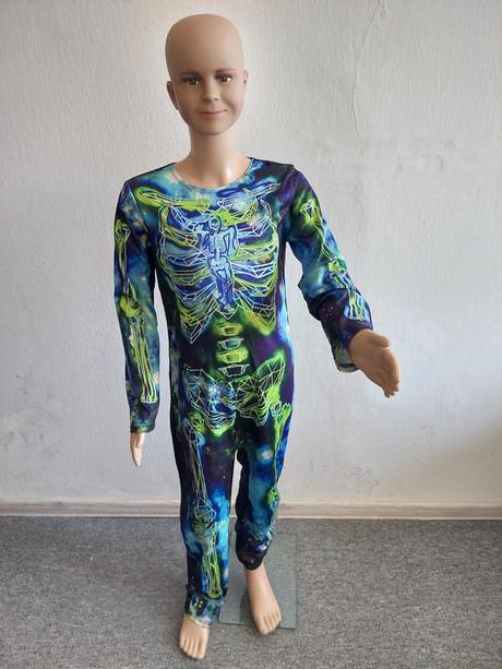 Kostra v tme svietiaci karnevalový kostým veľ.134-,