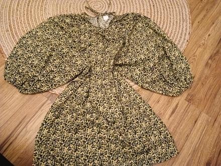 Oversize šaty s puff rukávmi potlač kvety, h&m,xl