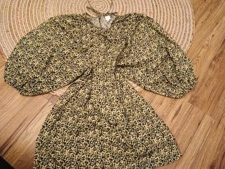 Oversize šaty s puff rukávmi potlač kvety, h&m,xl