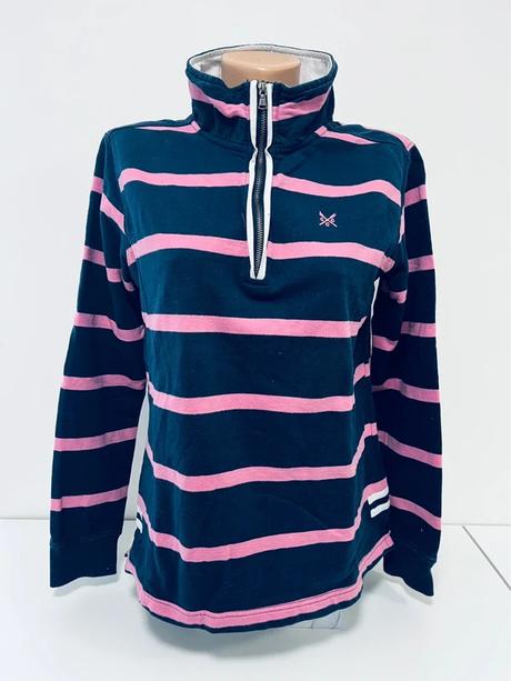 Dámska pásikavá mikina crew clothing na zips, l