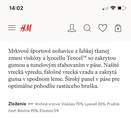 Nohavice tehotenske, h&m,s