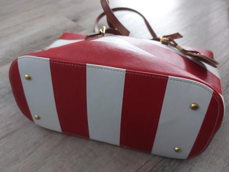 Červeno biela pásikavá kabelka, 