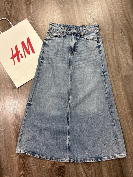 H&m štýlová riflová damska sukna xs-s, h&m,xs