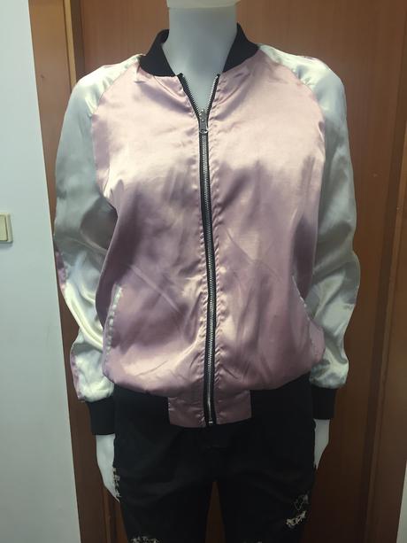 Obojstranná saténová dámska bombera, 