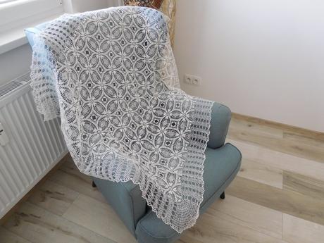Obrus háčkovaný biely veľký, 