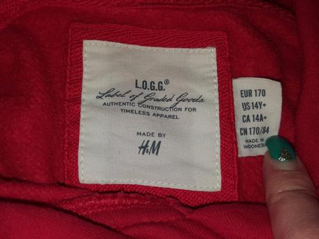 Cervena mikina, h&m,s