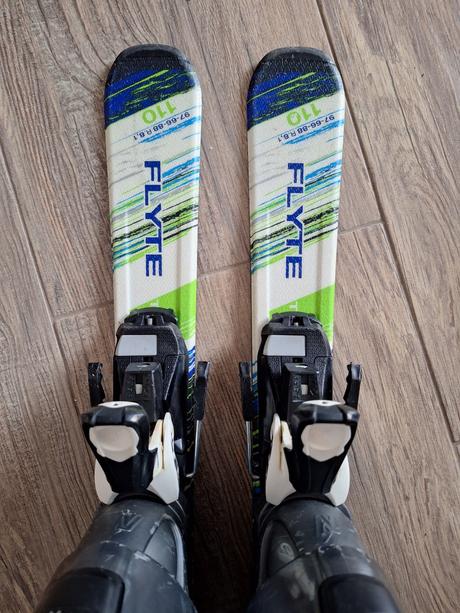 Lyže 110cm + lyžiarky, 110-119 cm