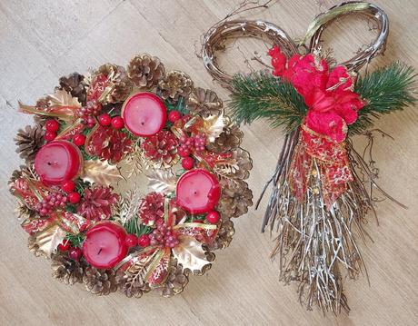 Vianočný veniec a ozdoba na stôl, 