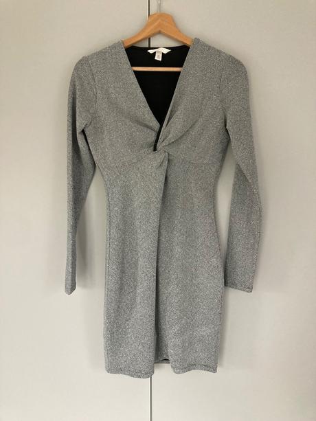 Šaty strieborné, h&m,s